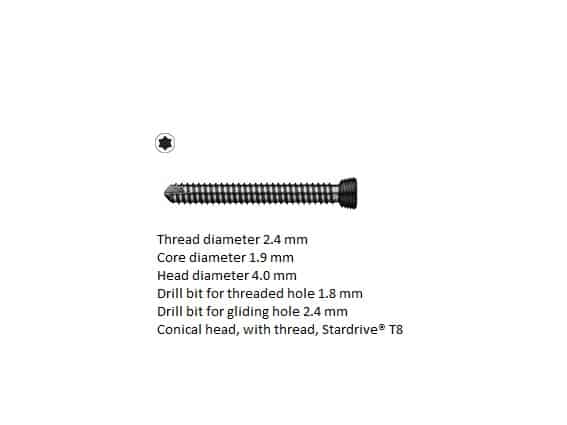 Locking skruv stardrive Ø 2.4mm självgängande