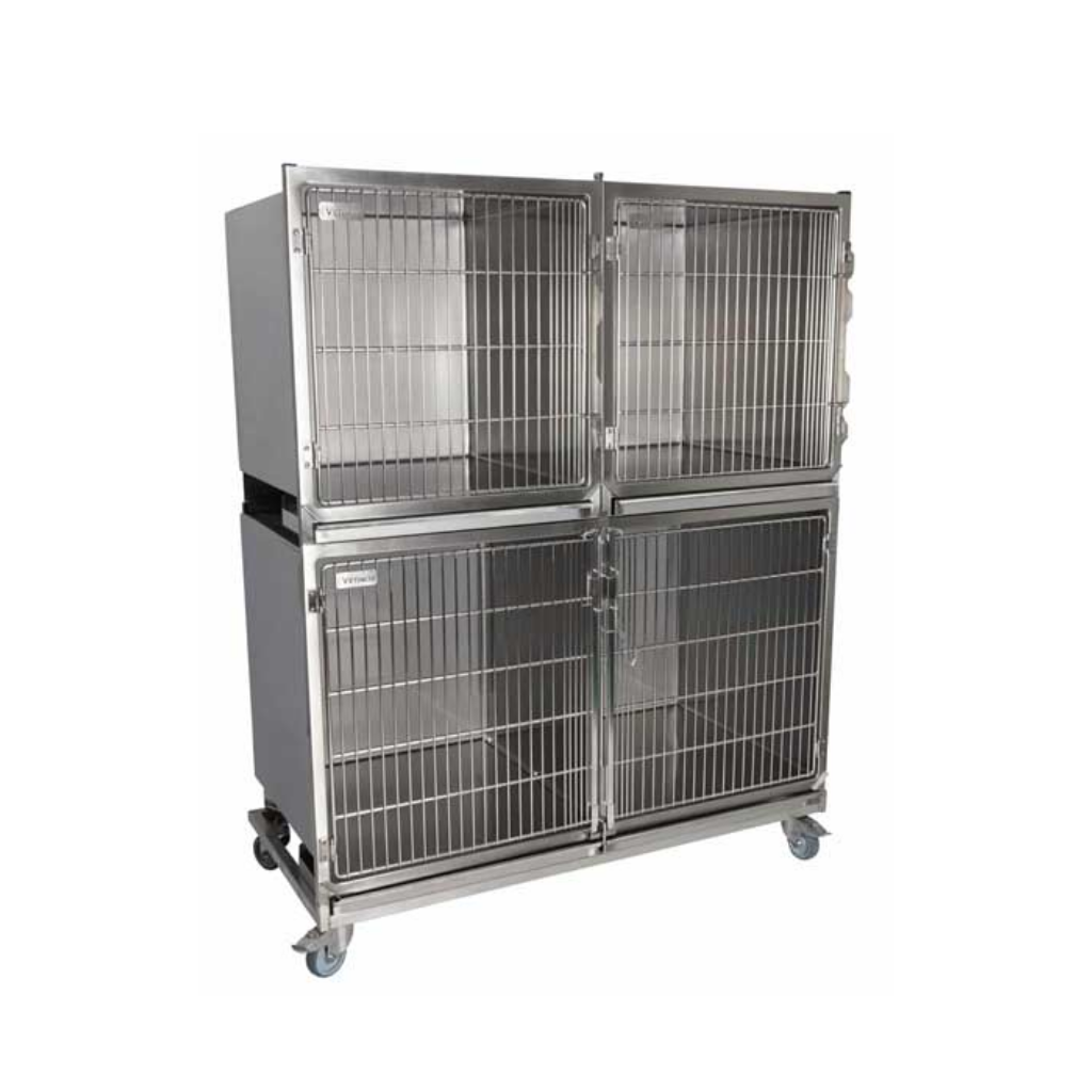 Klinikbur set rostfritt stål (1C+2B) galler, utan PVC-gallermatta