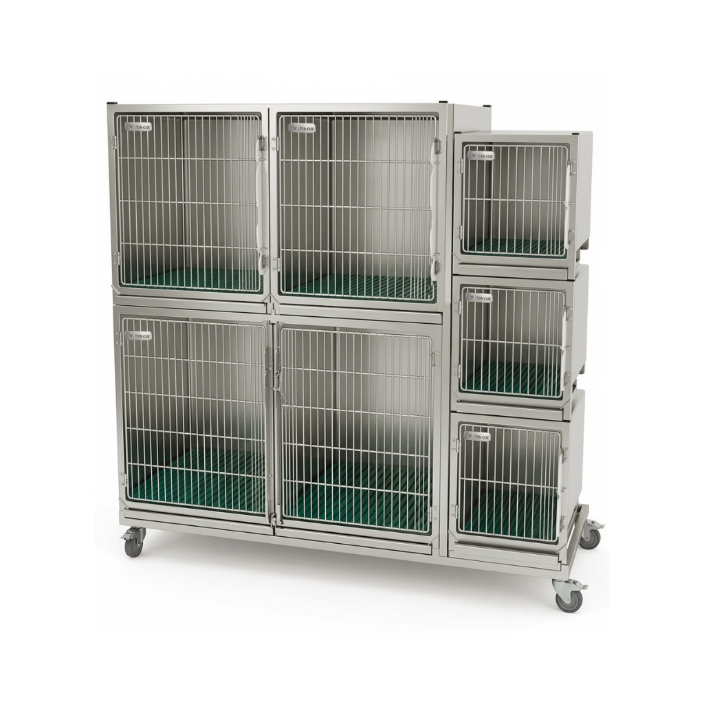 Klinikbur set rostfritt stål (1C+2B+3A) galler, bred